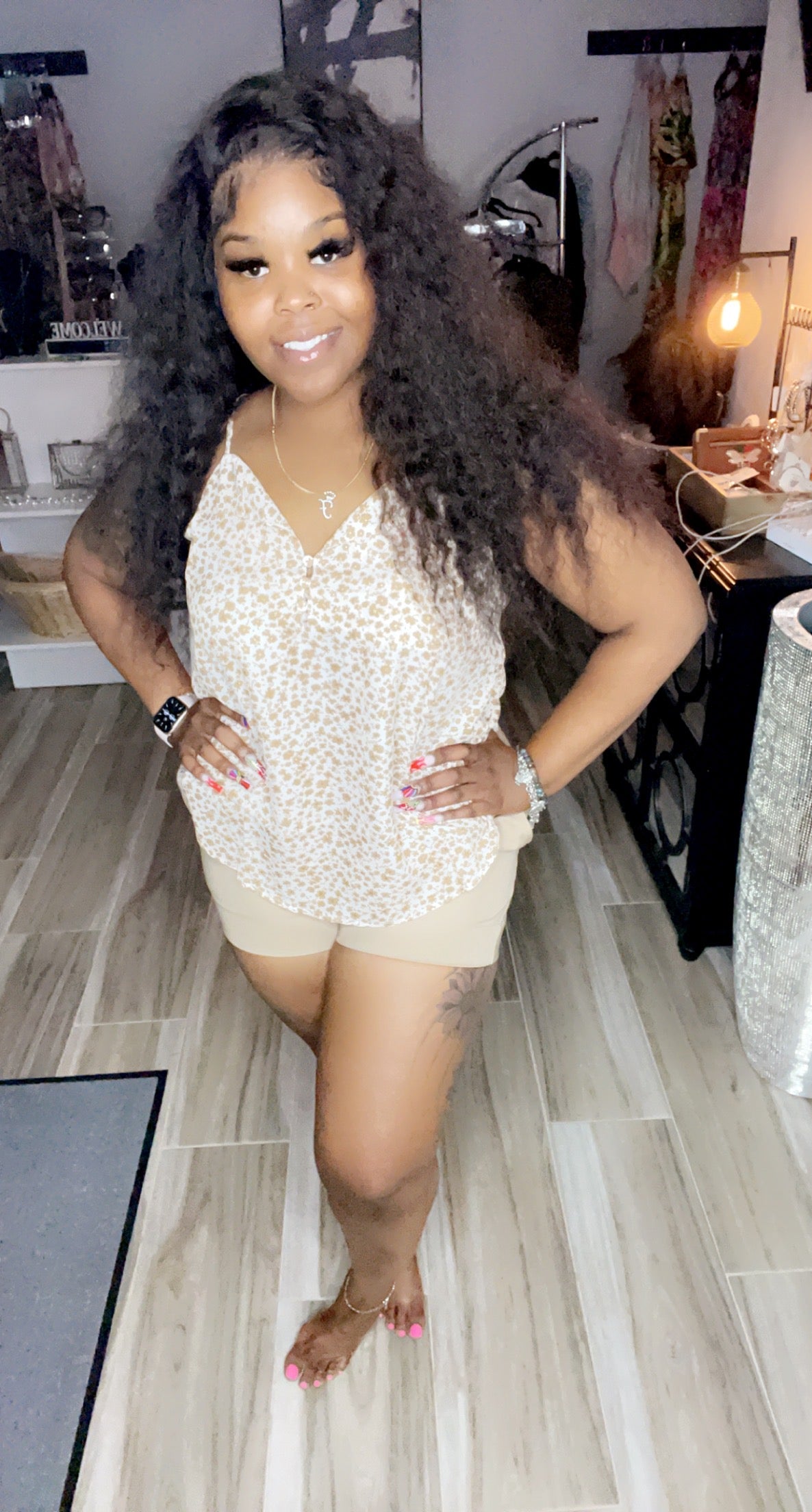 Cream & Khaki Short Set